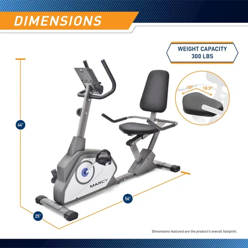 Miniatura 2 de Marcy Bicicleta estática reclinada magnética con 8 niveles de resistencia