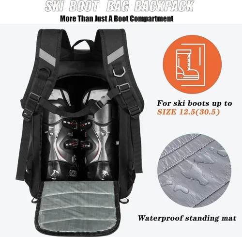 Miniatura 2 de KEOFID 50L Ski Boot Bag Backpack, Waterproof Ski Bag, Travel Backpack for Ski Helmet, Snowboard