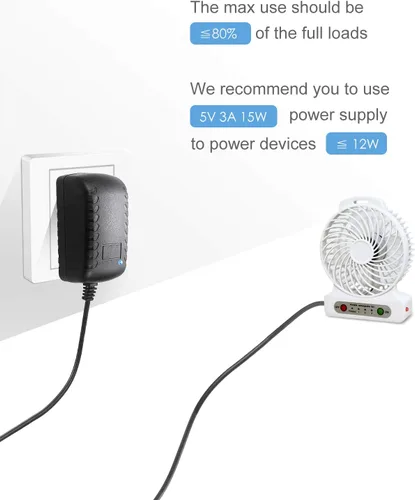 Miniatura 7 de ALITOVE 5V 3A 15W AC 100V ~ 240V a DC adaptador de fuente de alimentación convertidor 5.5X 0.098 in 0.217x0.083 in enchufe para WS2812B WS2811