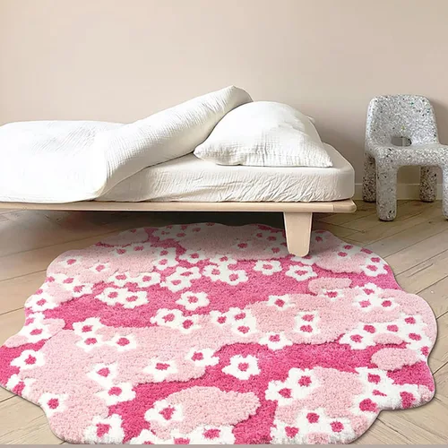 Miniatura 9 de Alfombra de musgo estéreo 3D irregulares con flores naturales, margaritas y musgo, para sala de estar, dormitorio, decoración estética del hogar