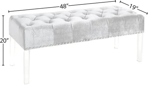 Miniatura 3 de Roundhill Furniture Valley - Banco tapizado de terciopelo con botones y patas acrílicas, color gris