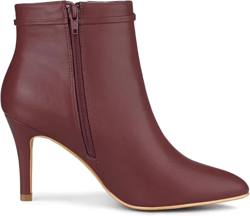 Miniatura 7 de Allegra K Botines de tacón de aguja con punta puntiaguda y cremallera lateral para mujer