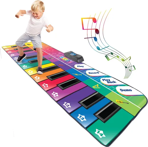 Miniatura 9 de Play22 Alfombrilla de piano de suelo de 6 pies para niños pequeños, tapete de juego de piano gigante, 24 teclas, 8 instrumentos musicales, volumen