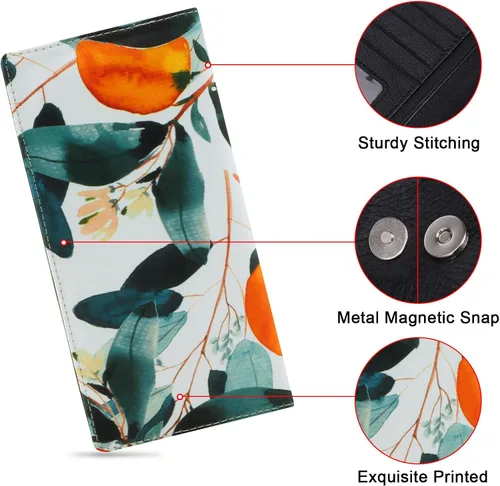 Miniatura 187 de HUA ANGEL Billetera para mujer, ultra delgada y delgada, con bloqueo RFID, tarjetero de crédito, doble embrague, carteras largas, regalo para A-ámbar