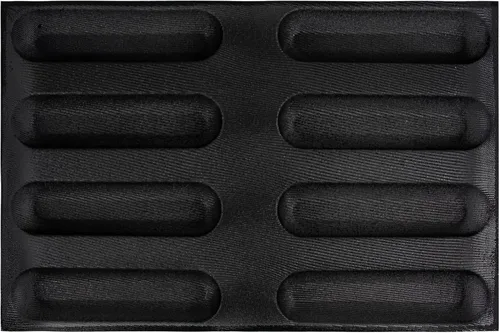 Miniatura 10 de Pan para hornear baguette pan perforado Eclair hojas de malla molde de silicona estrecha barra rectangular 15.748x11.732x0.197 in 16-cavidad por