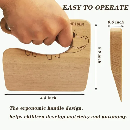 Miniatura 2 de Cuchillo de madera para niños, cuchillos seguros para niños, juguete de cocina, picador, cortador de verduras y frutas (para 2-8 años)