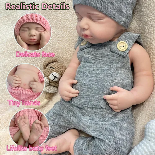 Miniatura 2 de Muñecas de bebé Reborn de silicona realistas de cuerpo completo de 20 pulgadas, muñeca de bebé realista que se ve en la vida real muñeca de bebé Niño