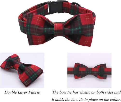 Miniatura 4 de Lionet Paws Collar navideño para perro y gato con corbatín, suave y cómodo, collar ajustable