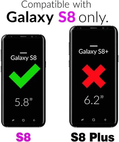 Miniatura 2 de Asuwish Funda de teléfono para Samsung Galaxy S8 con cremallera, funda desmontable con protector de pantalla de vidrio templado y soporte de cuero