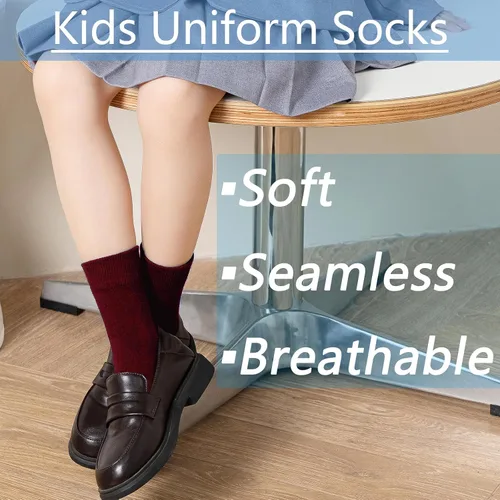 Miniatura 3 de Calcetines de algodón sin costuras para niños y niñas, calcetines escolares de vestir, 6 pares