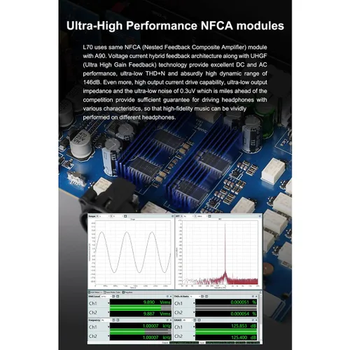 Miniatura 5 de Topping L70 Amplificador de auriculares NFCA completamente equilibrado, 7500 mWx2 amplificador de auriculares HiFi, 4 pines XLR/0.173 in Negro