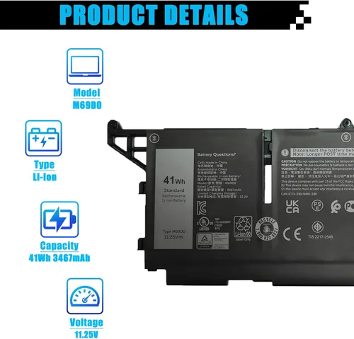 Miniatura 2 de 41Wh M69D0 - Batería de repuesto para laptop Dell Latitude 5430 5530 Precision 3570 P104F P104F005 P137G P137G004 Series 07KRV O7KRV 0H4PVC H4PVC