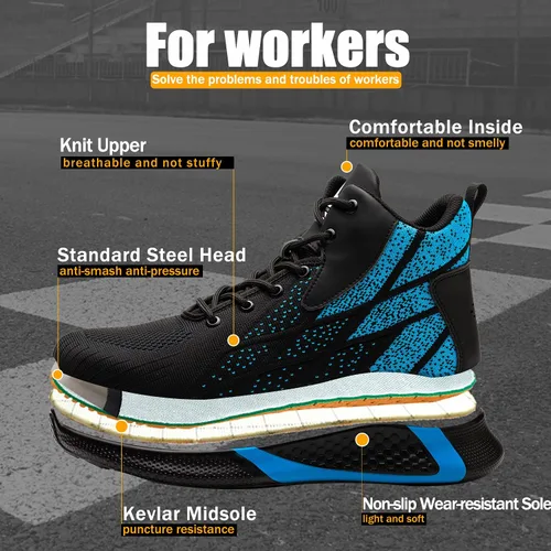 Miniatura 4 de ARCHINSERT Zapatos de punta de acero para hombres y mujeres, zapatos de seguridad indestructibles, resistentes al deslizamiento, puntera de acero