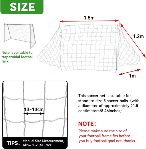 Miniatura 2 de Redes de fútbol, red de fútbol para niños para reemplazo de portería de fútbol de 6 pies x 4 pies