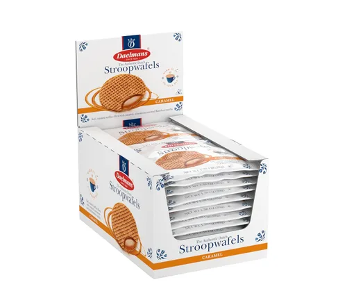 Daelmans Stroopwafel Caramel - Los Stroopwafels Originales, Galletas de Gofres Holandesas Tostadas con un Relleno Cremoso y Mantecoso, Hechas en