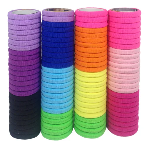 Miniatura 7 de J-MEE Bandas para el cabello para cabello grueso, 100 unidades de algodón sin costuras, simplemente soportes para cola de caballo, accesorios
