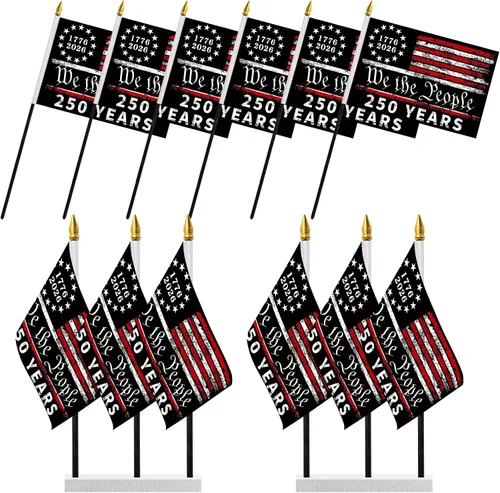 Bandera de palo de 250 aniversario, 6 unidades, bandera de Estados Unidos, We The People 250 Years of Freedom 1776-2026, letreros patrióticos de