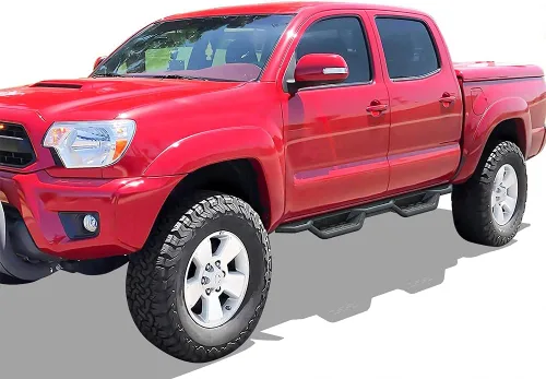 Miniatura 6 de APS Estribos tubulares negros de 6 pulgadas estilo desplegable, barras Nerf compatibles con Toyota Tacoma 2005-2023 doble cabina de tripulación