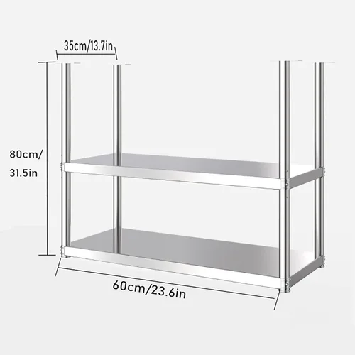 Miniatura 2 de Shelves Whftd 304 Stainless Steel Hanging Shelf，2 Layer European Floating Decorative Shelves，Storage Display Restaurant Racks for Kitchen Restaurant