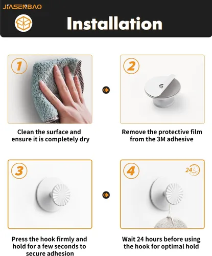 Miniatura 7 de Paquete de 2 ganchos adhesivos para abrigos para baños, ganchos de pared blancos para toallas, perchas para colgar en la cocina, decorativos