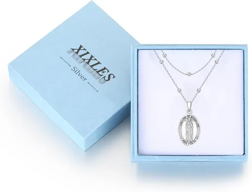 Miniatura 44 de Collar con colgante de plata de ley 925 con medalla de San Patrón, joyería religiosa para hombres y mujeres, con cadena de acero inoxidable 316L