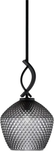 Miniatura 117 de Toltec Lighting Cavella Stem Colgado Mini colgante, acabado grafito, vidrio de muselina blanca de 4 pulgadas