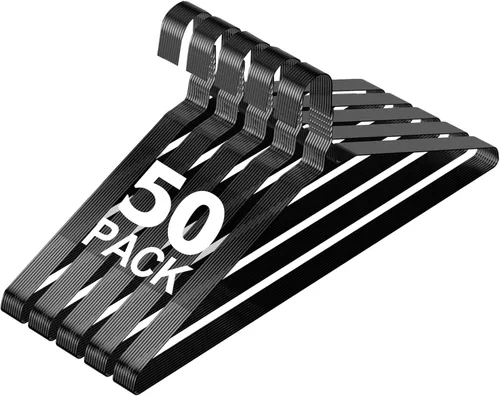 SPECILITE Paquete de 50 perchas de alambre de metal a granel para trajes de tamaño estándar, abrigos, camisas, pantalones, faldas, ahorro de