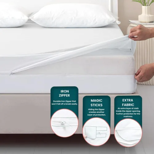 Miniatura 6 de COTTONPASSION Funda de Colchón con Cremallera, Protector de Colchón Impermeable Tamaño Twin, Transpirable y Silencioso Absorbente Funda de Colchón