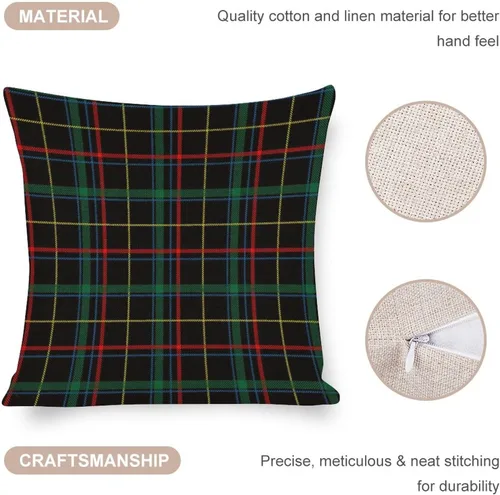 Miniatura 4 de Funda de almohada a cuadros de búfalo verde y negro, 16 x 16 pulgadas, patrón geométrico de cuadros, funda de almohada decorativa moderna para sofá