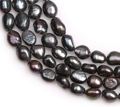 Miniatura 2 de Cuentas de perlas cultivadas de agua dulce para hacer joyas, piedras preciosas semipreciosas 8-9x10-0.433 in Olivary Black 15" Color teñido JOE Negro