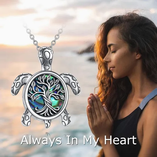 Miniatura 5 de YFN Collar de urna para cenizas con abulón de plata de ley tortuga marina búho perro flor de oto mariposa regalo de joyería para mujeres y niñas 182