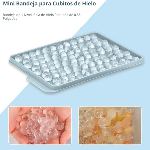 Miniatura 4 de WIBIMEN Bandejas Mini para Cubitos de Hielo, Bandejas Pequeñas y Redondas de Hielo en Forma de Guijarro Triturado para Congelador con Tapa - Para
