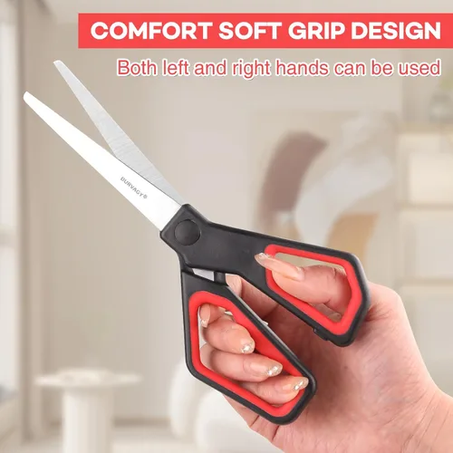 Miniatura 2 de BURVAGY Paquete de 18 tijeras de 8 pulgadas para todo uso, tijeras resistentes con cuchillas ultra afiladas, mangos de agarre cómodo - para oficina