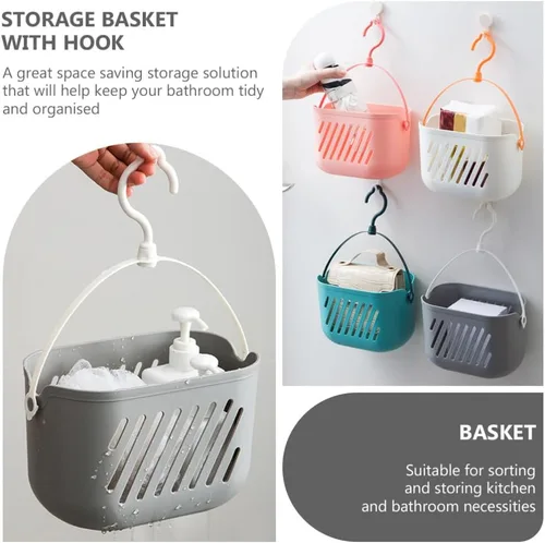 Miniatura 9 de DOITOOL Organizador de 2 cestas de almacenamiento colgantes de cocina con gancho giratorio versátil de plástico para ducha y soporte de cocina