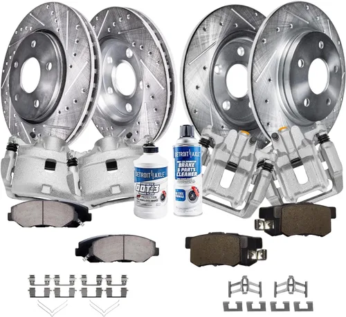 Miniatura 33 de Detroit Axle - Rotores de freno para Ford 2013-2019 Explorer Taurus Flex Lincoln MKT MKS, rotores de freno de disco ranurados perforados de repuesto