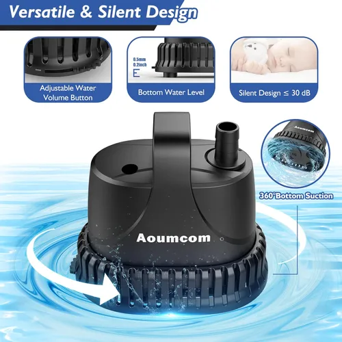 Miniatura 4 de Bomba de agua sumergible de 200 GPH, bomba de fuente de agua de 10 W, bomba de acuario, bomba de agua de 750 L/H con cable de alimentación de 7 pies