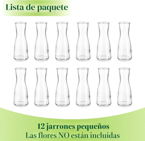 Miniatura 7 de Hewory Jarrones de Cristal para Brotes para Centros de Mesa - Juego de 12 Jarrones de Flores Pequeños Transparentes, Modernos Minimalistas Lindos