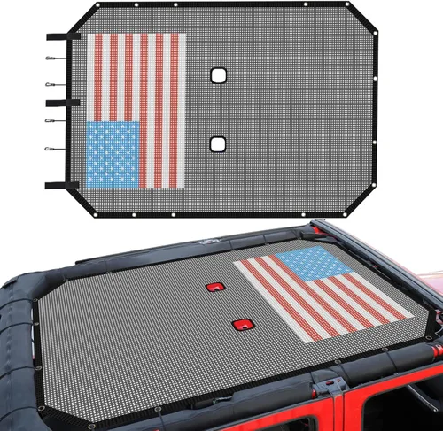 Miniatura 10 de RT-TCZ para Jeep JKU Parasol de malla para el techo de 4 puertas para Jeep Wrangler 2007-2017 JKU Top Bikini negro