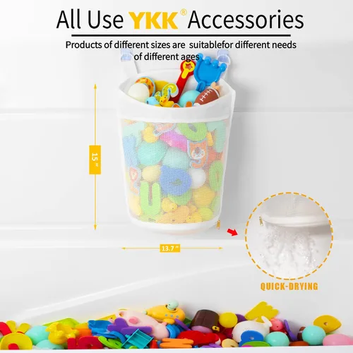 Miniatura 2 de Organizador de juguetes de baño de malla para bebé de gran capacidad, múltiples formas de colgar, almacenamiento de juguetes de baño de apertura