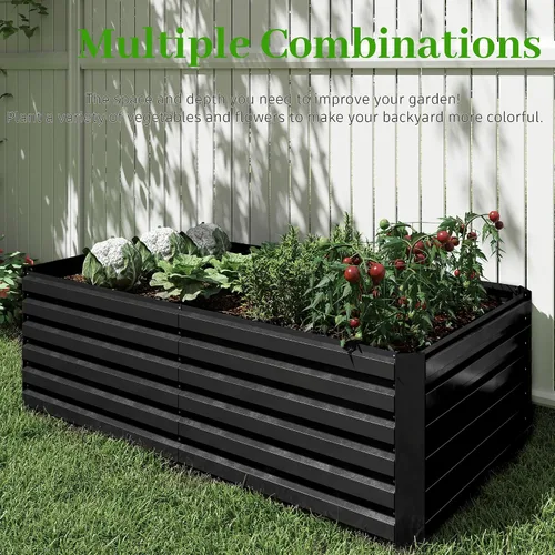 Miniatura 4 de NAVINE Cama de jardín elevada de 8 x 4 x 2 pies, macetas elevadas de metal grande, macetas para plantas al aire libre para verduras, flores