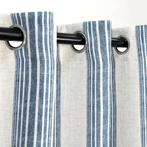 Miniatura 16 de DriftAway Chris Linen - Cortinas opacas con capa térmica y reductora de sonido, 63 pulgadas de largo para dormitorio, cortinas estampadas a rayas