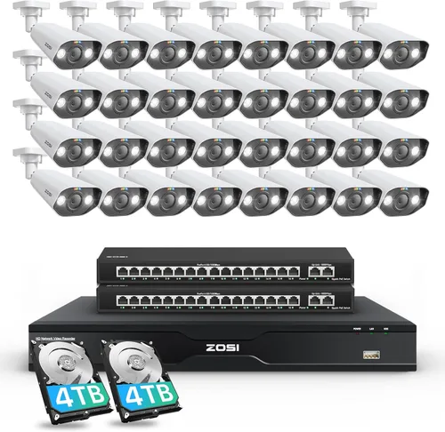 Miniatura 12 de ZOSI Sistema de cámara de seguridad PoE con foco 4K de 8 canales, 8 puertos, 16 canales, 8 MP, NVR con disco duro de 2 TB, 8 cámaras IP PoE