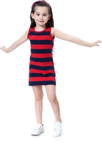 Miniatura 2 de Vokamara Vestido casual sin mangas de rayas blancas y negras para niña pequeña