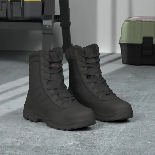 Miniatura 2 de NORTIV 8 Botas de punta de acero para hombres Seguridad Industrial y Construcción Botas de trabajo militar antideslizantes ASTM F2413-18, TROOPER-STL