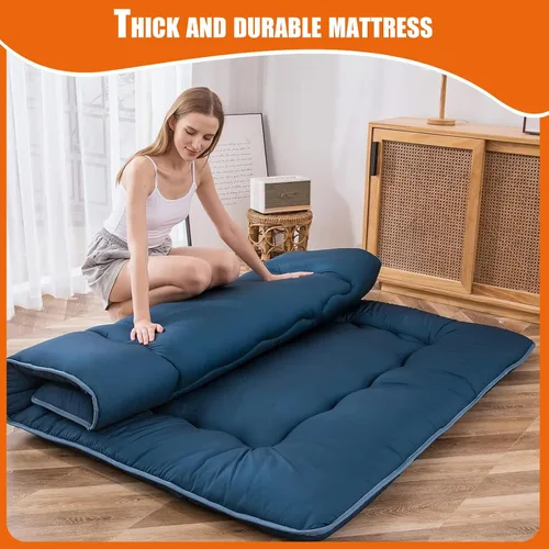 Miniatura 7 de QQP Colchón de futón japonés plegable de tatami, tapete portátil para adultos y niños, tapete para dormir adecuado para campamento, habitación