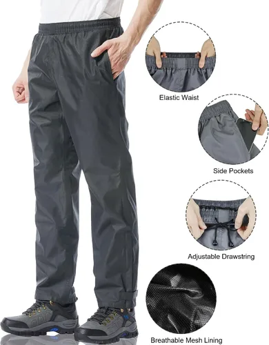 Miniatura 3 de iCreek Pantalones de lluvia para hombre, impermeables, resistentes al viento, ligeros, para senderismo, trabajo, lluvia, al aire libre, para golf