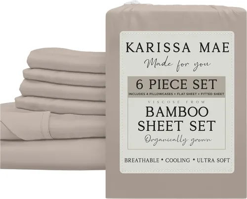 Miniatura 10 de KARISSA MAE Juego de sábanas tamaño individual de viscosa de bambú refrescante, 100% cultivadas orgánicamente, bolsillo profundo de 18 pulgadas