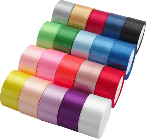 Miniatura 10 de LIUYAXI 2 Rollos de Cinta de Satén de Doble Cara Verde y Bosque, Total 50 Yardas, 3/8 Pulgadas x 25 Yardas Continuas Cada Rollo, Cinta