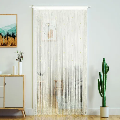 YaoYue Cortina de Hilos con Cuentas para Puerta, Cortinas de Hilos para Puerta, con Borlas, Cuentas, Franja Colgante, Divisores de Habitación