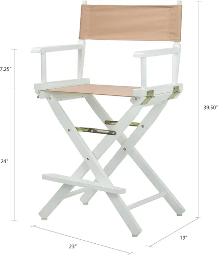 Miniatura 2 de Casual Home - Silla de director de 24.0 in, marco blanco con lona bronceada, altura de mostrador